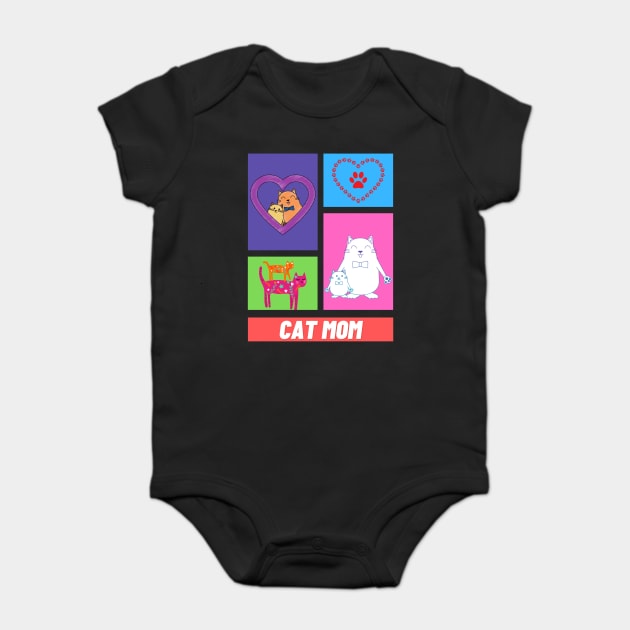 Mom Cat Baby Bodysuit by Pixel Threads 
